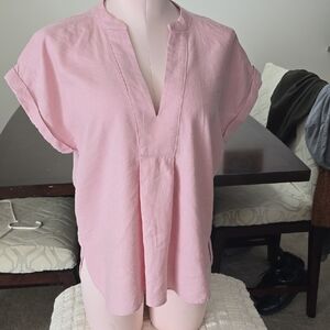 Ann Taylor Factory Soft Pink V-Neck Blouse